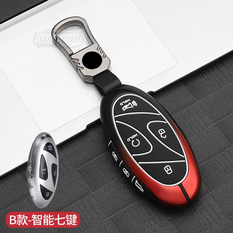 Car Zinc Alloy Silicone Key Case Holder Cover For Hyundai Grandeur GN7 2023 Kona SX2 Ev Ioniq6 Grand Prix 5/7 Bottons Decoration