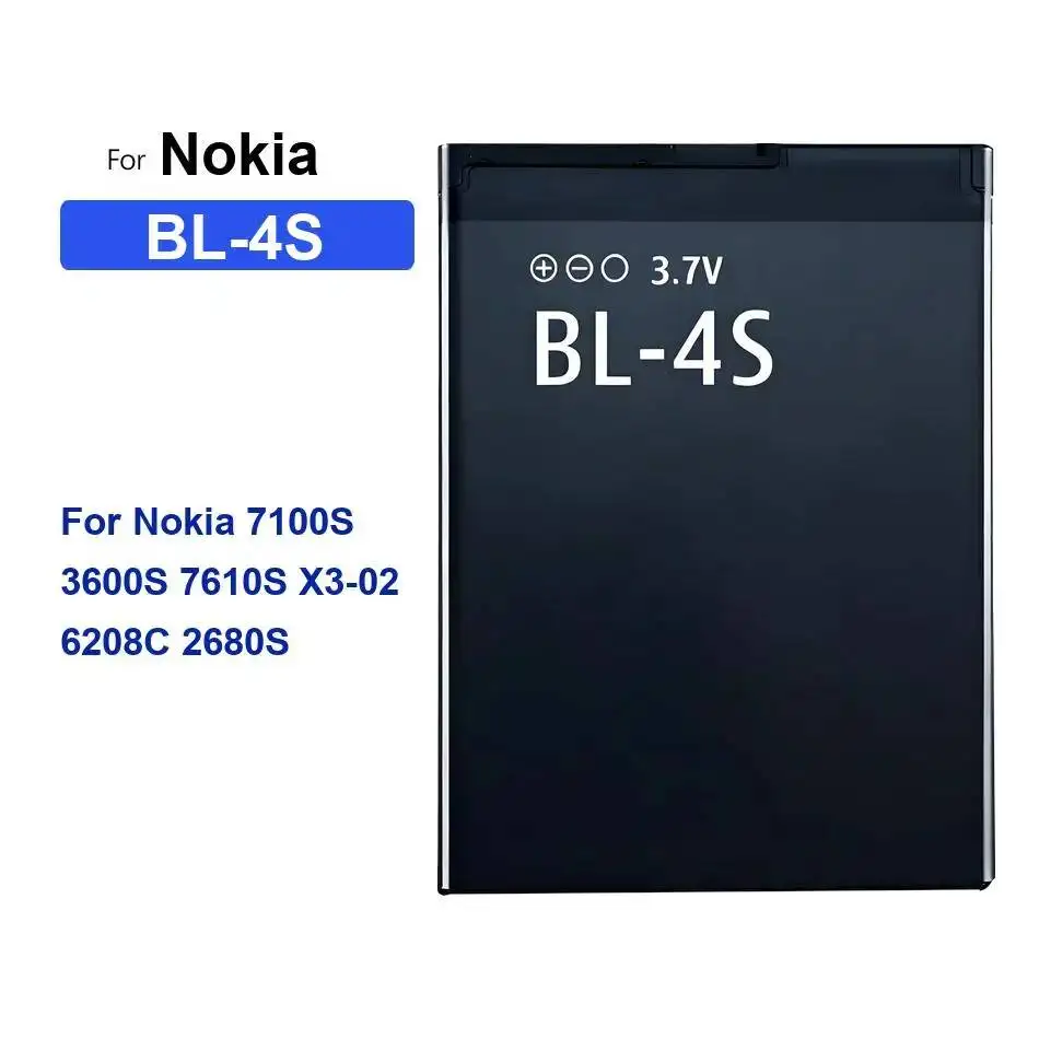 Высокоёмкий аккумулятор для мобильных телефонов Nokia 7100S, 3600S, 7610S, X3-02, 6208C, 2680S, 860 мАч, надёжная замена, BL-4S