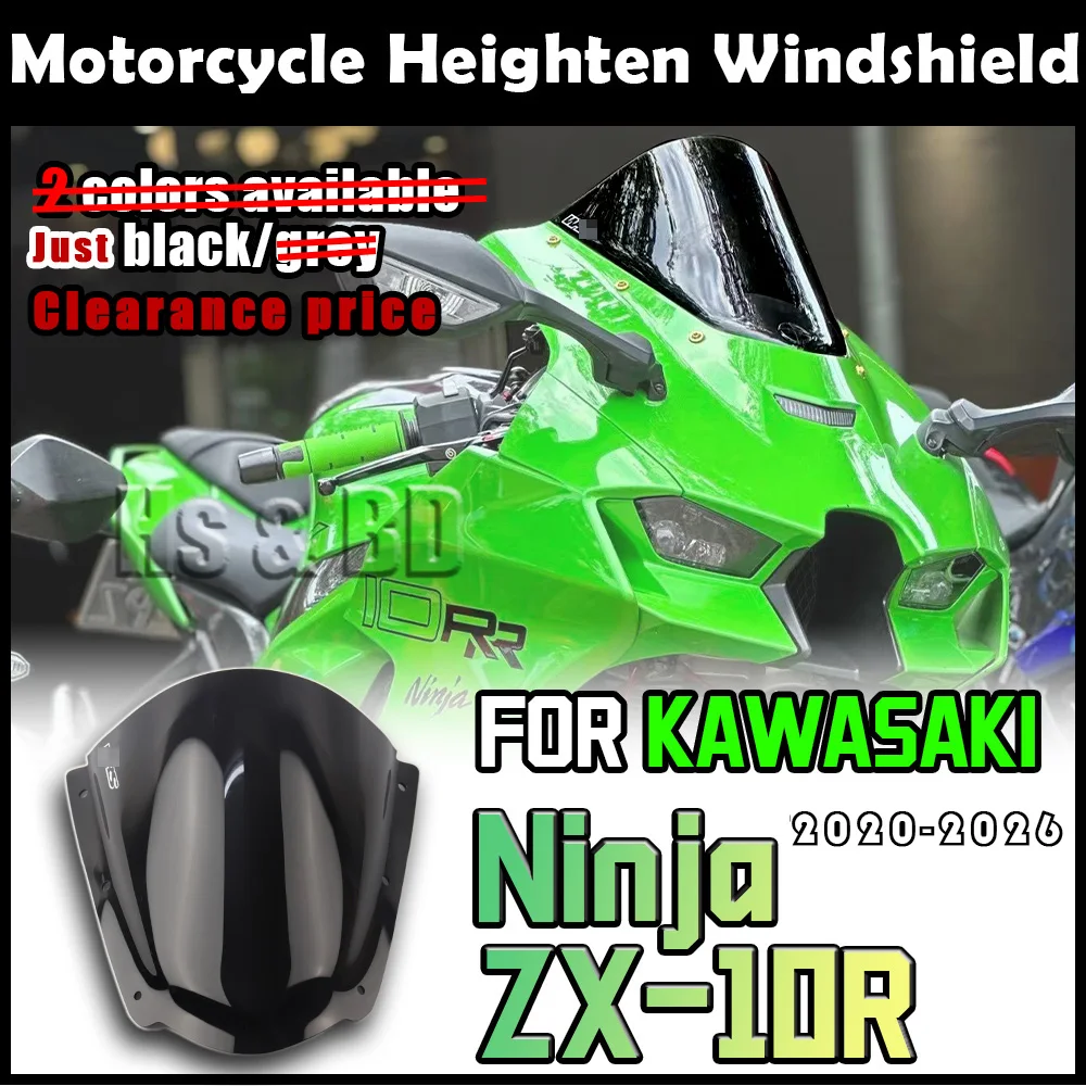 

Motorcycle Windshield For KAWASAKI ZX10R 2020-2026 Heighten Windscreen Enlarge Wind Spoiler Cover Fairing Windshield WR S Racing