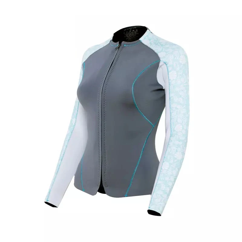 Women's Wetsuit Top 3mm Neoprene Thermal Wetsuit Jacket with Long Sleeve & Front Zipper for Scuba Dive Surf Snorkeling Swimming