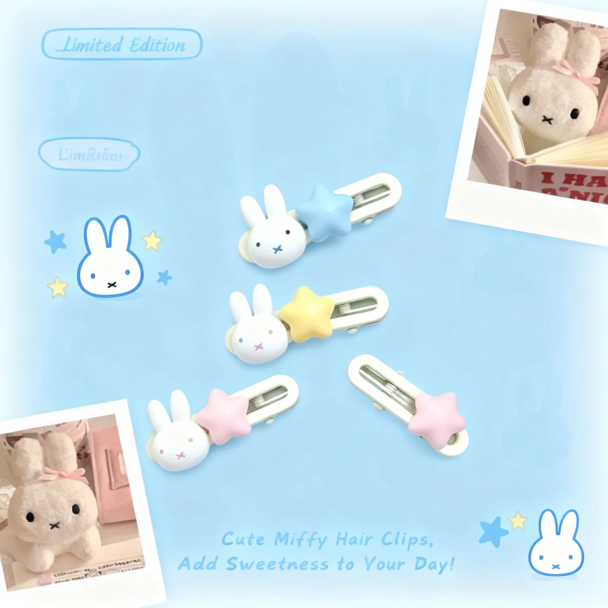 

Miffy Star Hair Clip Side Bangs Clip Duckbill Hair Accessory Kawaii BB Clip Decoration Toys Gifts for Girls