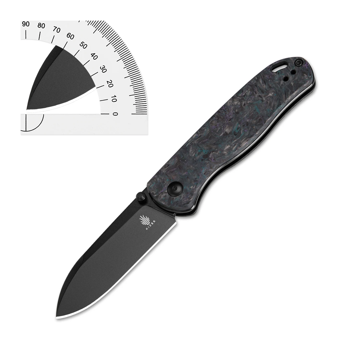 Kizer Folding Knife Drop Bear Ki3619A4 2023 New Fatcarbon Handle S35VN Steel Blade Multifunctional Outdoor Hunting Knife