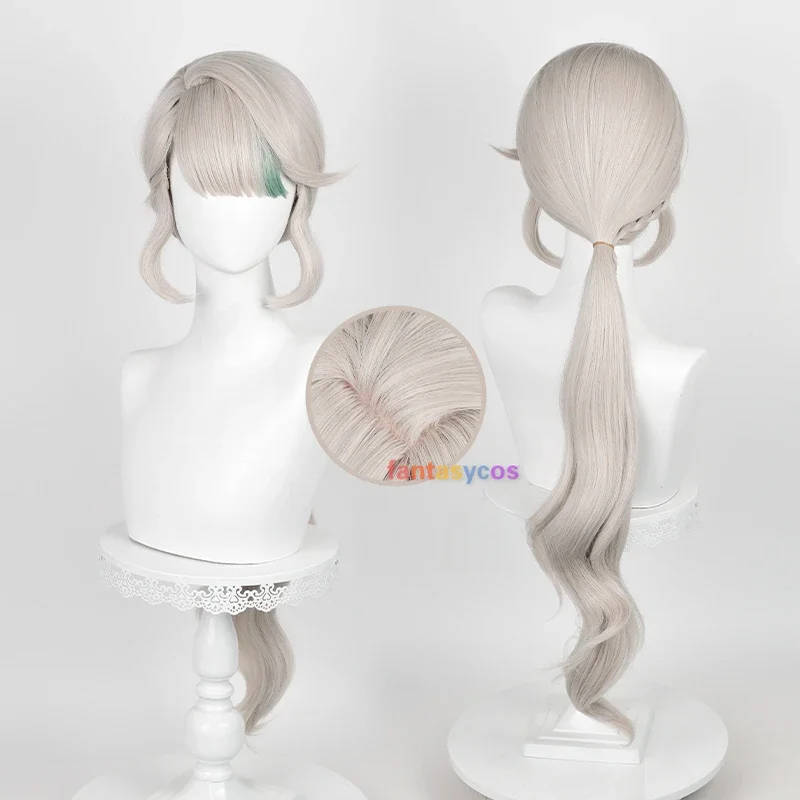 Genshin Impact Cosplay Lynette Wig with Ears Heat Resistant Synthetic Hair Halloween Role Play + Wig Net