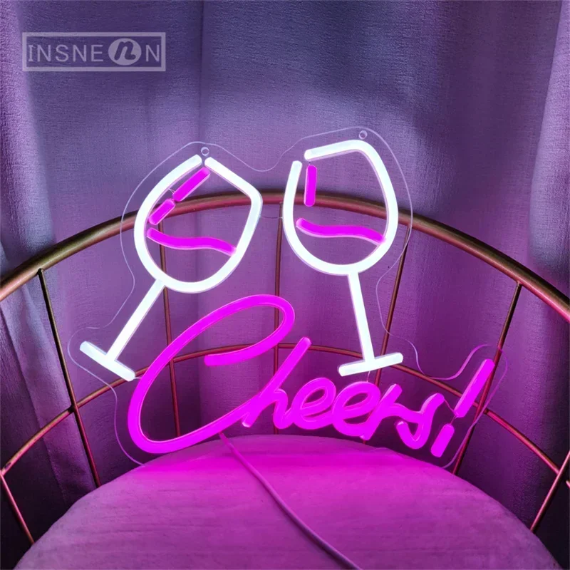 

Cheers Goblet Led Neon Sign Powered Pink Wall Light For Beer Bars Clubs Caves Weddings Birthdays Room Decor Neon Usb Sign Lights