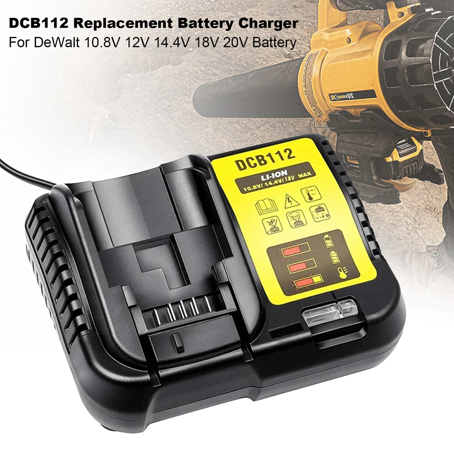 

DCB112 Replacement Battery Charger for 20V Charger DCB101 DCB105 DCB115 DCB107,Compatible with 12V&20V Lithium-Ion Batteries