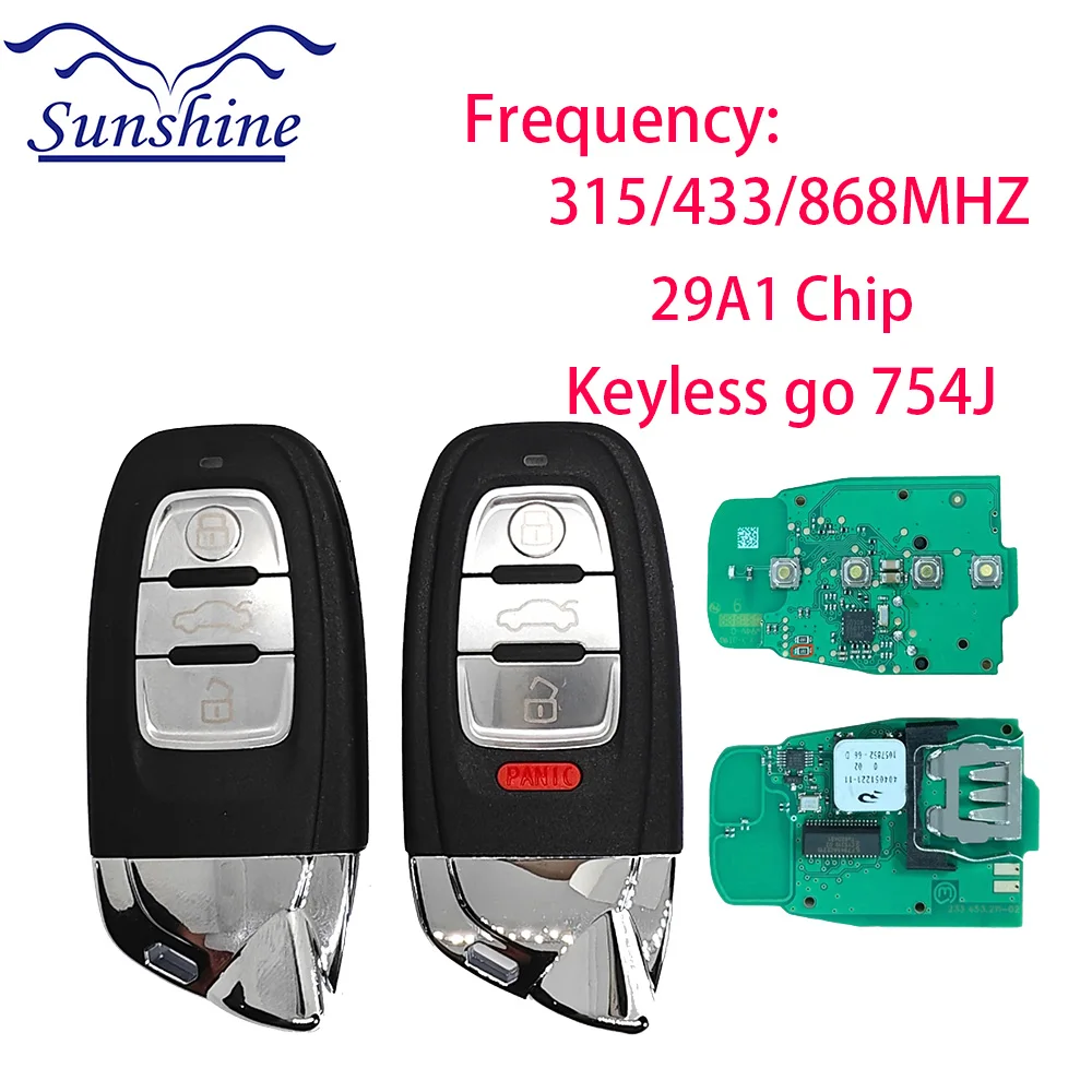 

Sunshine car key Smart Key Remote Smart Key 315Mhz 433Mhz 868Mhz 8T0 959 754J For Audi Q5 A4L A5 A6L A7 A8 A8L For Lamborghini