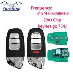 Sunshine Smart Key Remote Smart Key 315/433/868Mhz 8T0 959 754J PCB Key shell For Audi Q5 A4L A5 A6L A7 A8 A8L For Lamborghini