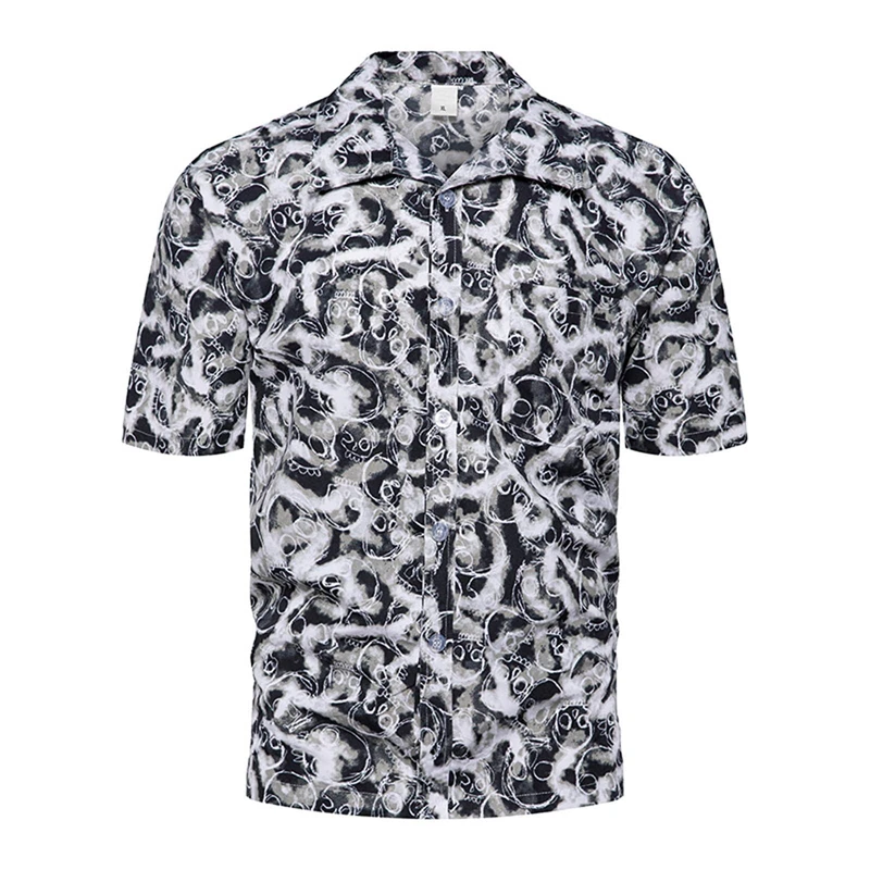 Summer Men's Flower Plant Printed Short Sleeve Hawaiian Shirts Button down Vacation Fashion Beach Top Shirts Oversized Clothes