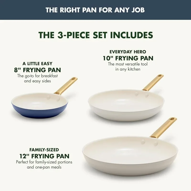 GreenPan Frying Pan Set Induction Cooker Friendly Ceramic Non-Stick Hard Anodized Frying Pans Dishwasher and Oven Safe