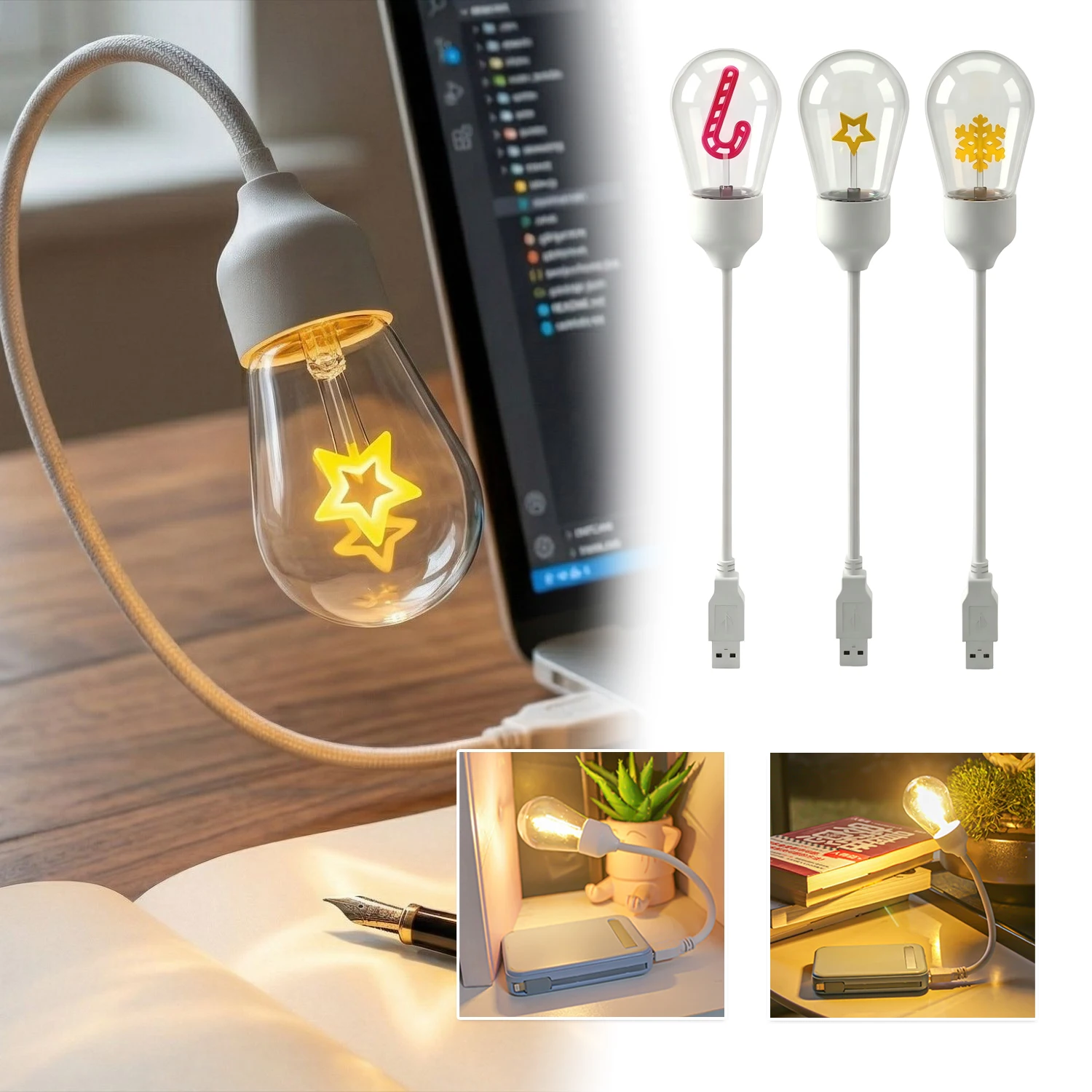 High Quality Rechargeable USB Foldable Tungsten Filament Night Light Desk Lamp Portable Creative Eye Protection Gift for Study