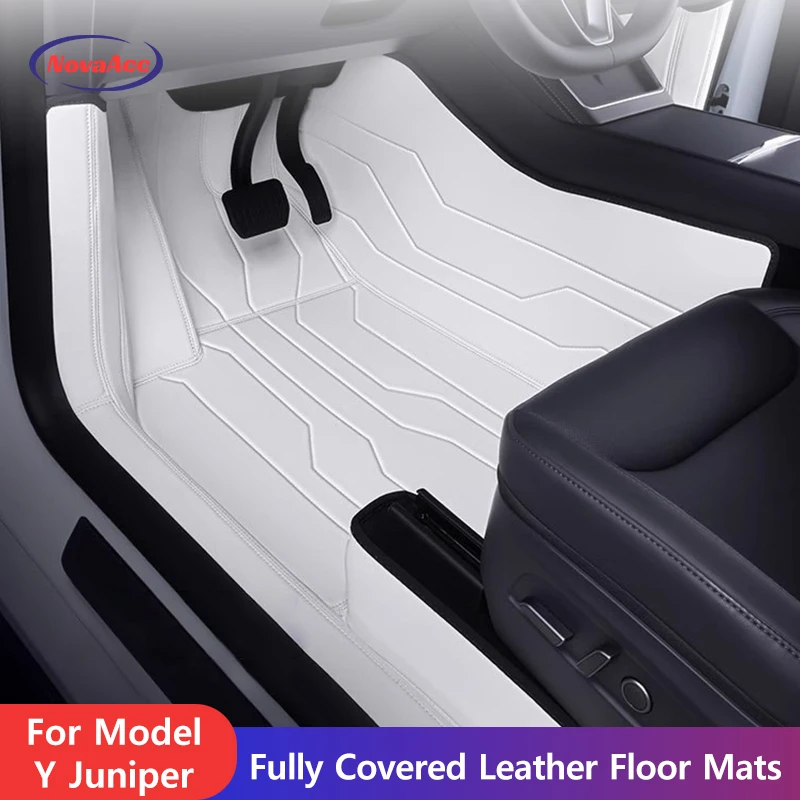 

NovaAcc Full Coverage Floor Mats for Tesla Model Y Juniper 2025+ Yacht Grade Leather Material All-Weather Luxury Trunk Liner