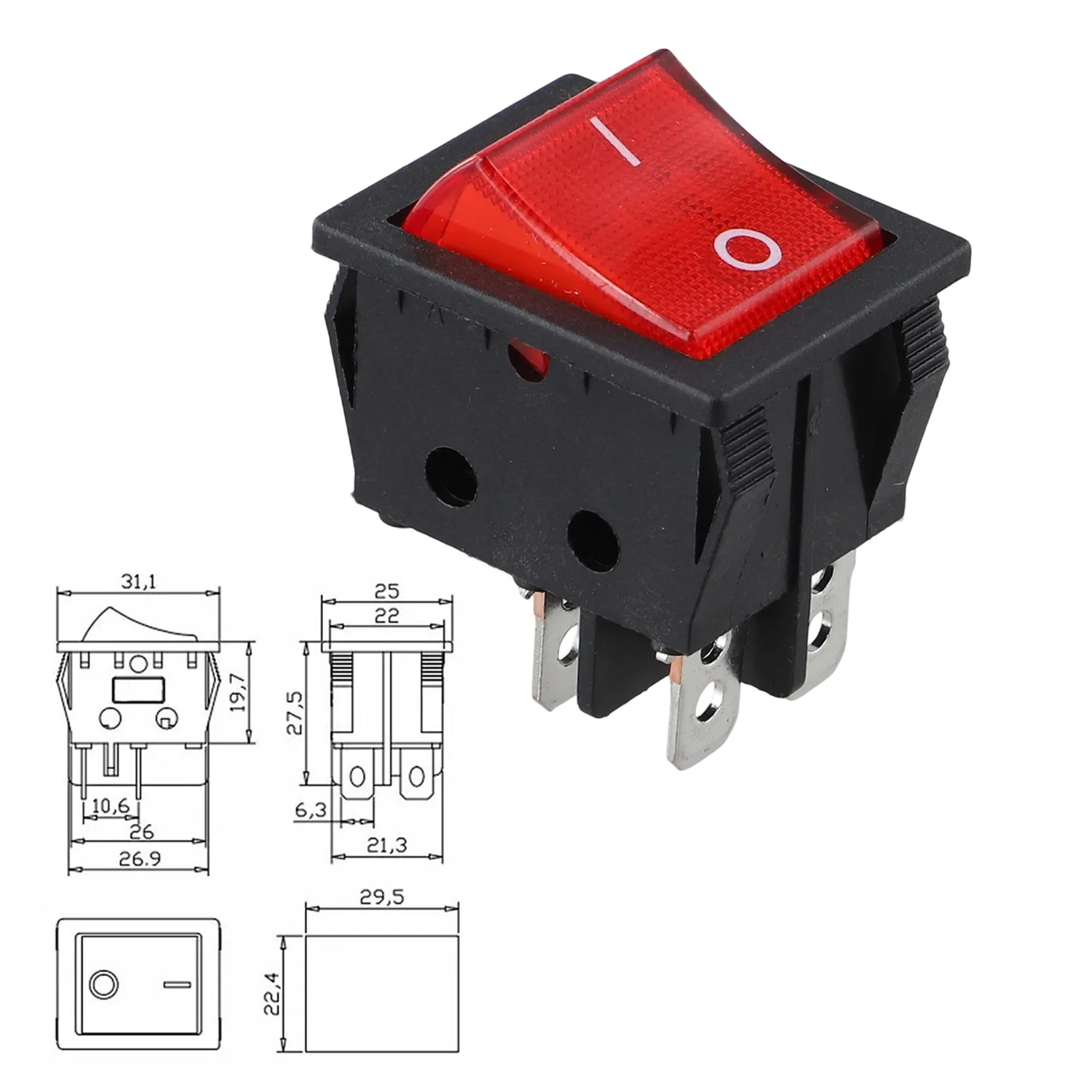 For Heavy-Duty Applications Electric Heater Switch 30A Power Switch Low-Light Visibility 4-Pin Connection Bright LED Indicator