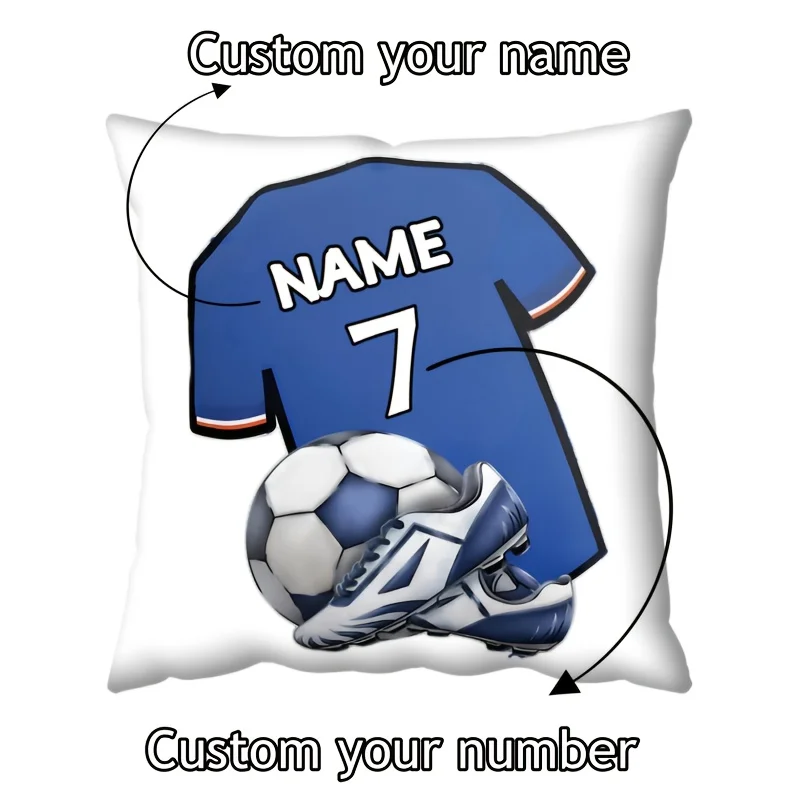 Customized Name and Number Football Jersey T-Shirt with Pillow Cover for Family and Friends Gifts