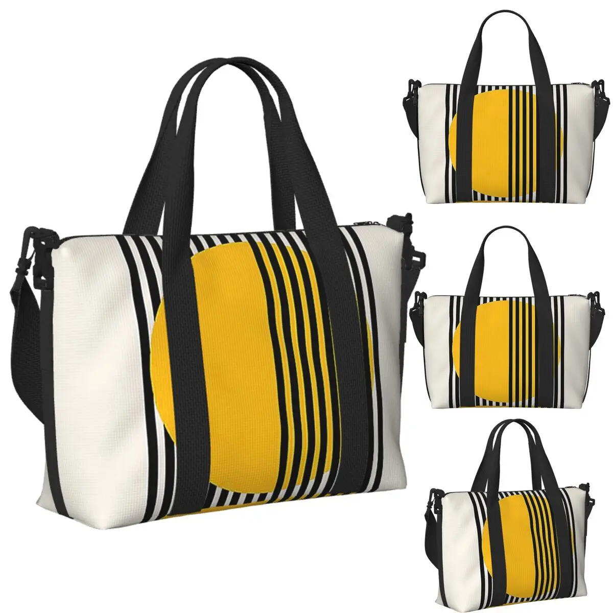 

Custom Bauhaus Exhibition Print, Wall Art Yellow Circle Wall Dec Beach Travel Bag Tote Bags Women Shopping Duffle Shoulder Bag