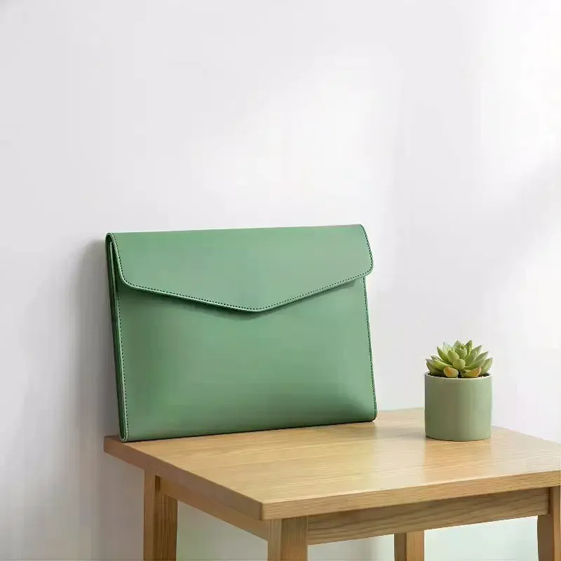 

Thick Waterproof A4 Leather Briefcase – Single-Layer Document Storage Bag, Large Capacity Business File Folder for Work/School ﻿