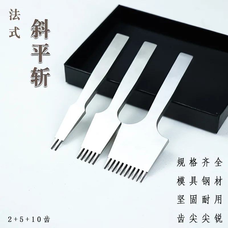 New French slant flat chop, handmade DIY leather tool, steel chopping method, diamond chop, leather punching chop