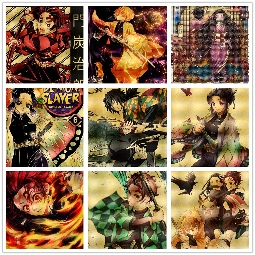 Hashibira Inosuke Demon Slayer Diamond Painting Anime Kamado Tanjiro Full Diamond Art Mosaic Embroidery Cross Stitch