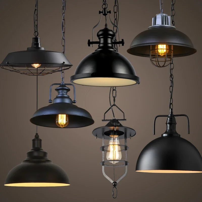 

Vintage Industrial Edison Chandelier Cafe Attic Hanging Iron Lampshade Iron Restaurant Bar Counter Loft Bookstore Lamp