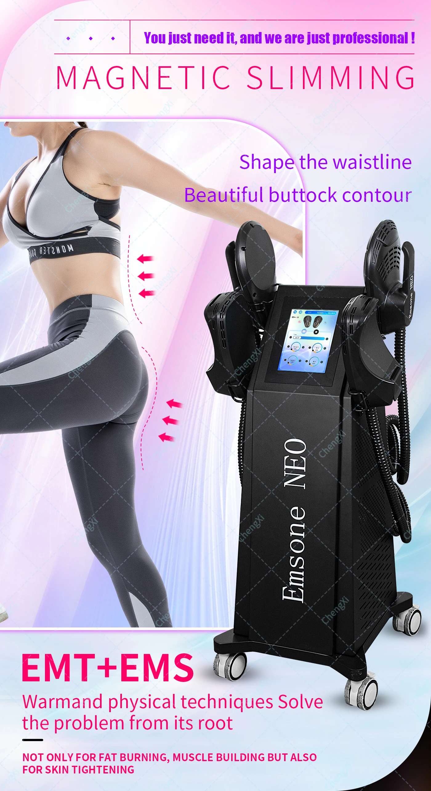 

Newest Emsone NEO Body Shaping Muscle Machine Rf 4 Handles EMS Neo With Rf Fat Burning Weight Loss Beauty Equipment