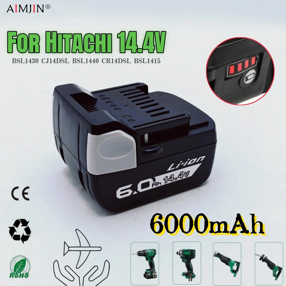 

6000 мАч аккумуляторная батарея для Hitachi 14,4 В 6,0 Ач Замена BSL1430 CJ14DSL BSL1440 CR14DSL BSL1415 аккумулятор для инструментов