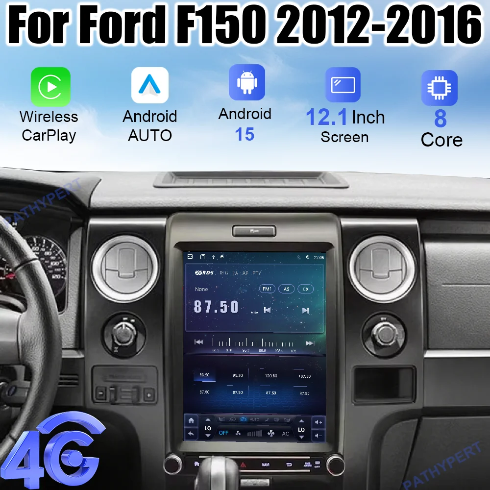 

12.1" Android 15 For Ford F150 2012-2016 Car Multimedia Player Carplay Display Stereo Bluetooth AutoRadio GPS Navigation 4G WiFi