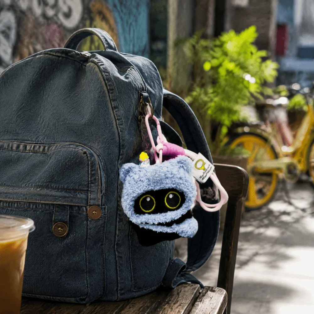 Plush Made Black Cat Keychain Lightweight Soft Stuffed Stuffed Pendant Sturdy Hanging Clasp Squeaky Function Hanging Ornament