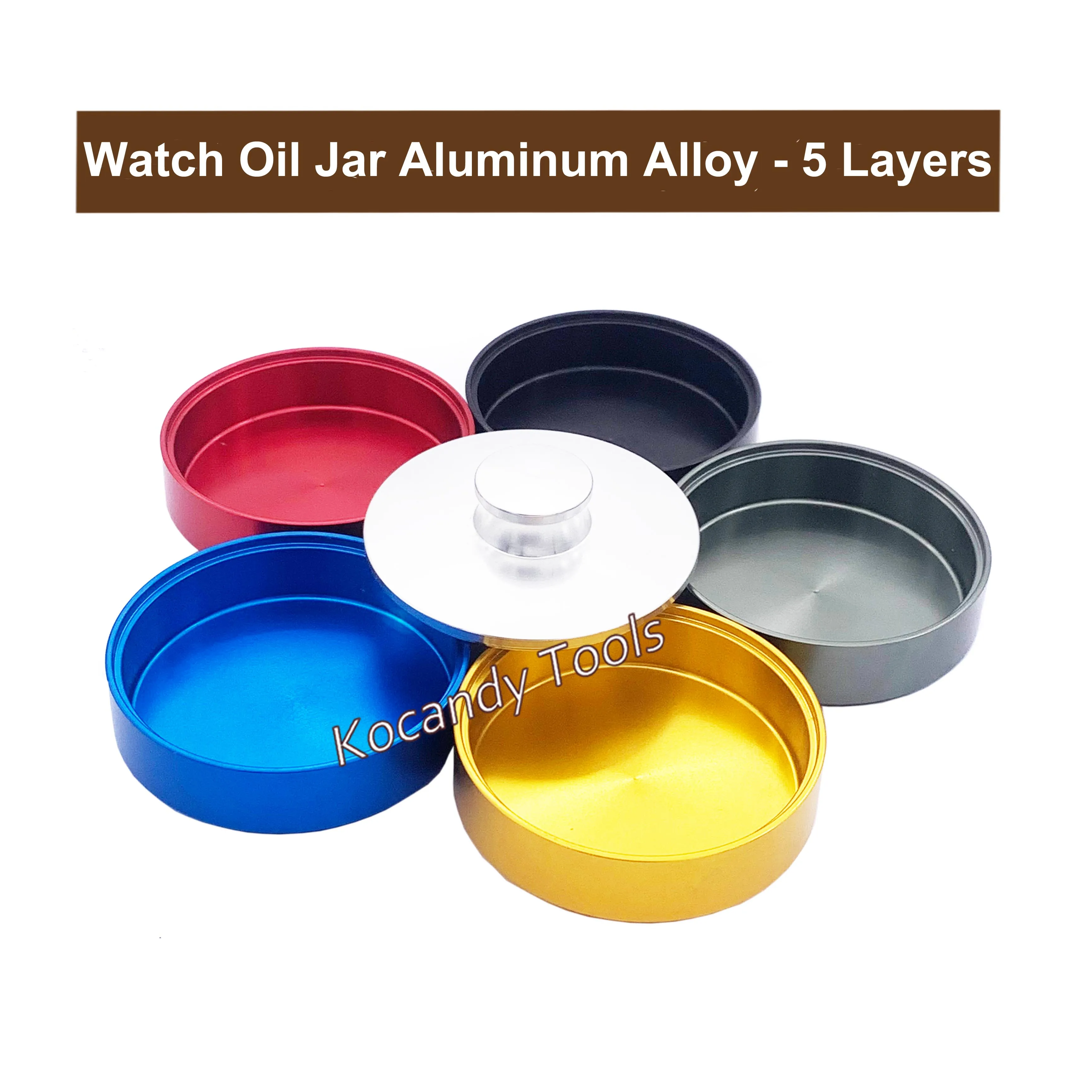 Watch Oil Washing Jar Aluminium Alloy 5 Layers Watch Movement Maintenance Repair Cleaning Tool