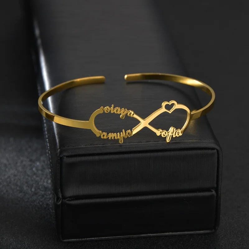 Nextvance Personalized Custom Name Bracelet For Women Stainless Steel Nameplate 3MM Cuff Open Bracelet Jewelry Christmas Gifts