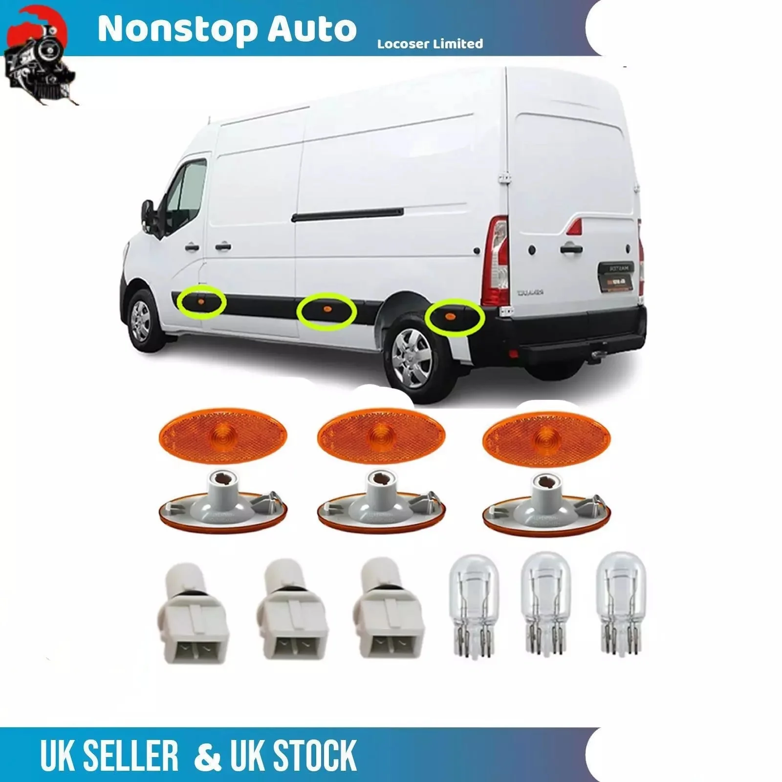 3x For Renault Master Side Marker Lamp Light Lens Bulb Holder Bulb 261b00001R LED Side Marker Turn Signal Light Car Accessories