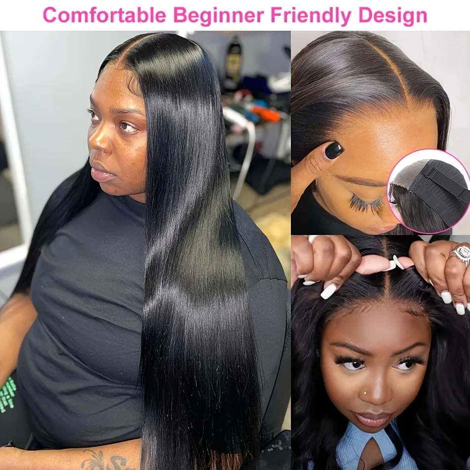 4x4 5x5 Straight Lace Front Wigs Glueless Closure Wig Black Human Hair Pre Plucked 200% Density Hd Lace Frontal Wigs Wear and Go image 4