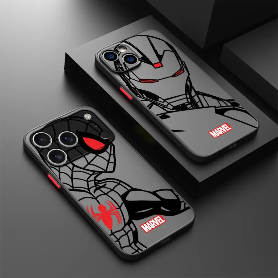 

Back Phone Cover Case for iPhone 17 Pro Max 12 14 Air 13 Mini 7 8 SE 11 17e 16 Plus XS XR 15 Marvel Spider-Man Iron Man