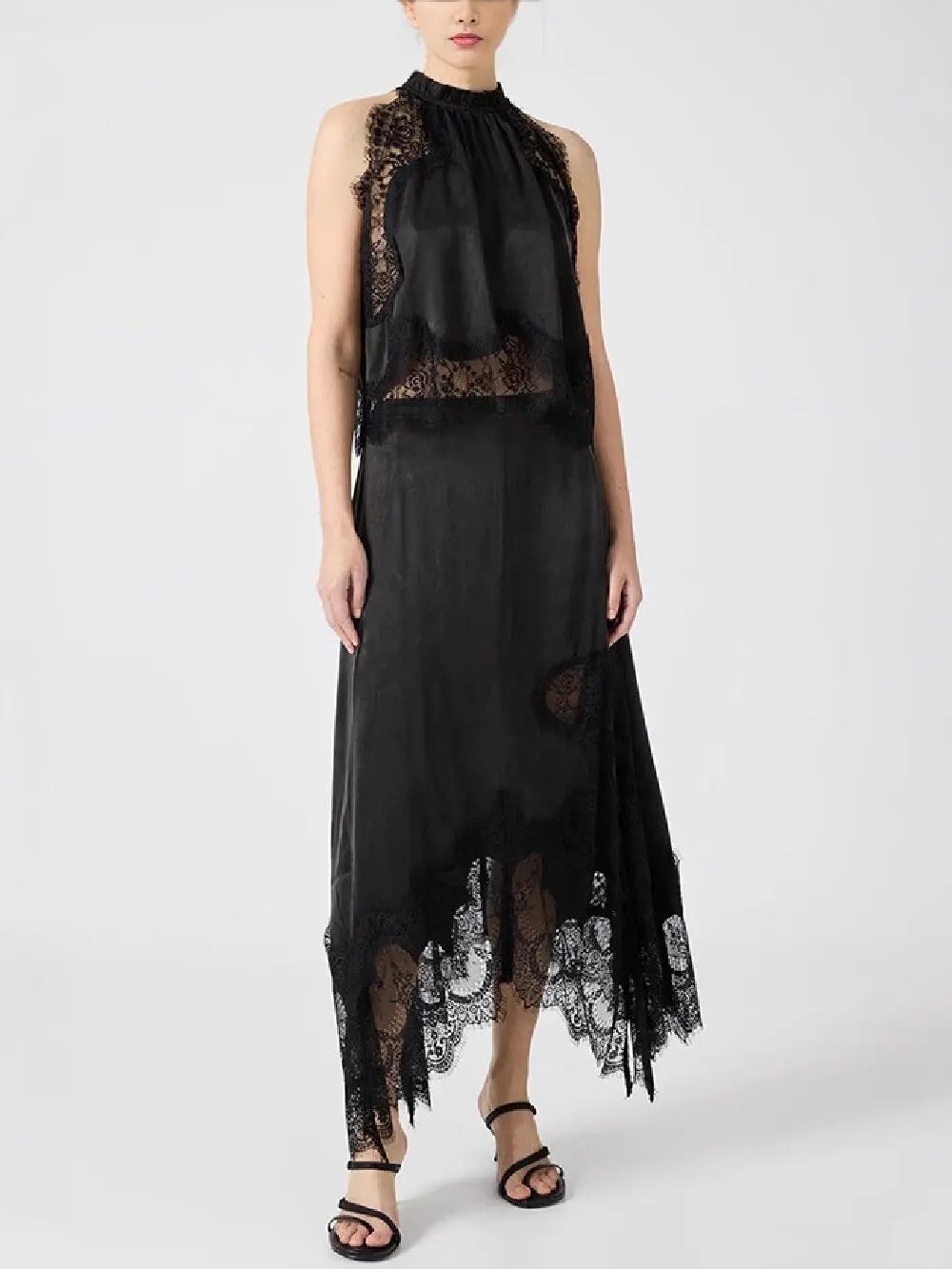 Élégant col rond dentelle sans manches haut court jupe nouveau deux pièces ensemble femmes tenues fête Y2K Streetwear été vêtements décontractés