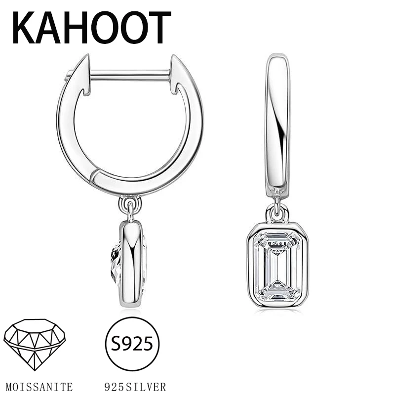 S925 Sterling Silber 0,8 Karat*2 Moissanit Rechteckige Eisblumen-Ohrringe, Geeignet für Damen zum Tragen