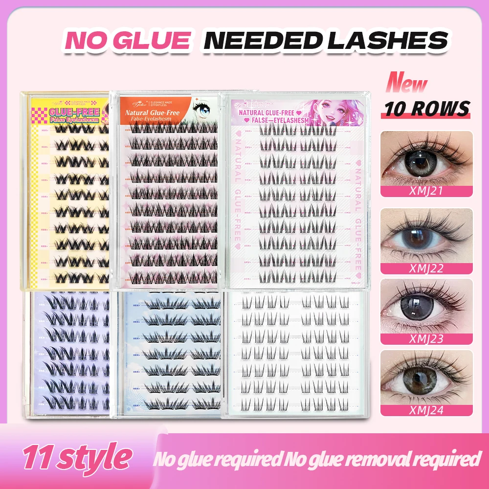 Yelix 10Row Lijmvrij DIY Clusters Wimpers Natuurlijke Manga Valse Wimpers Extension Koreaanse Meisje Groep Wimperkruller Zonnebloem