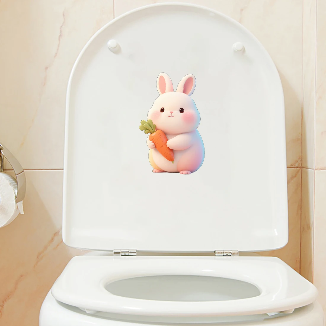 Three Ratels CD200 Rabbit cartoon animal wall sticker holding carrot for children's bedroom decoration car sticker