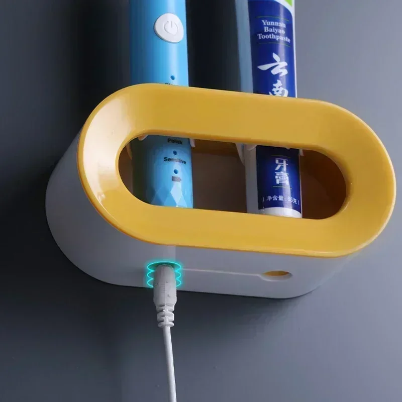 Electric Toothbrush Holder, Double Hole Self-adhesive Holder, Wall Mounted, Saves Storage Space, Bathroom Accessories