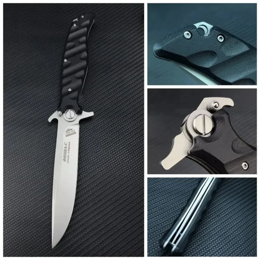 Russian HOKC D2 Blade Comfort G10 Grip Folding Knife Ball Bearing Outdoor Survival Hunting Camping Tactical Knives for Men