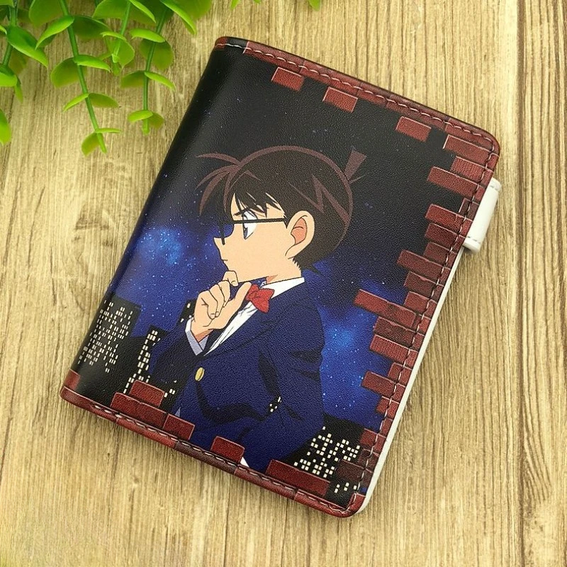 Detective Conan Wallets for Women Anime Figure Conan Edogawa Mouri Ran Kuroba Kaito Cosplay Coin Purse Kids ID Card Money Clip
