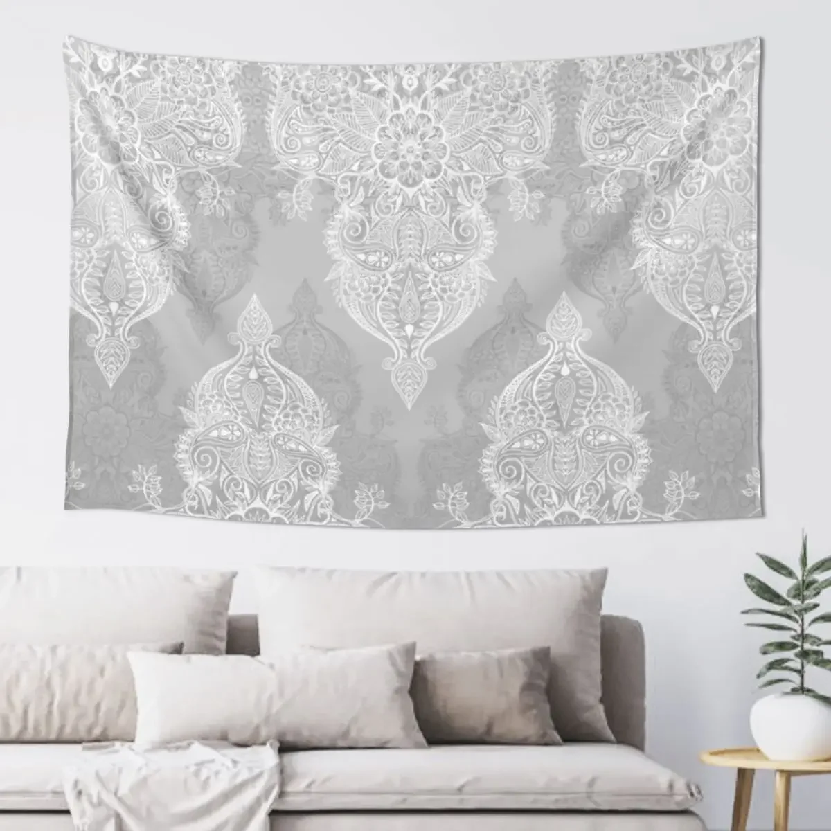 Lace & Shadows 2 - Monochrome Moroccan doodle Tapestry Wallpapers Home Decor Decoration Wall Tapestry