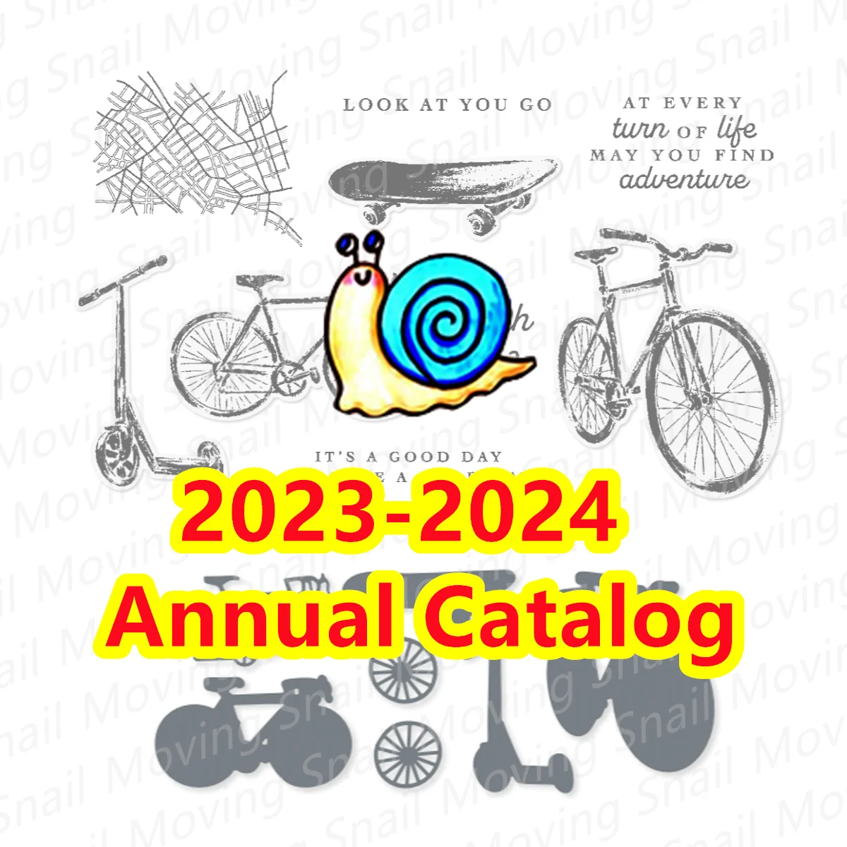 Май 2023 года по апрель 2024 года, новый каталог Fun на колесах, велосипед, прозрачный цвет, металлические Вырубные штампы, Скрапбукинг для изготовления карт