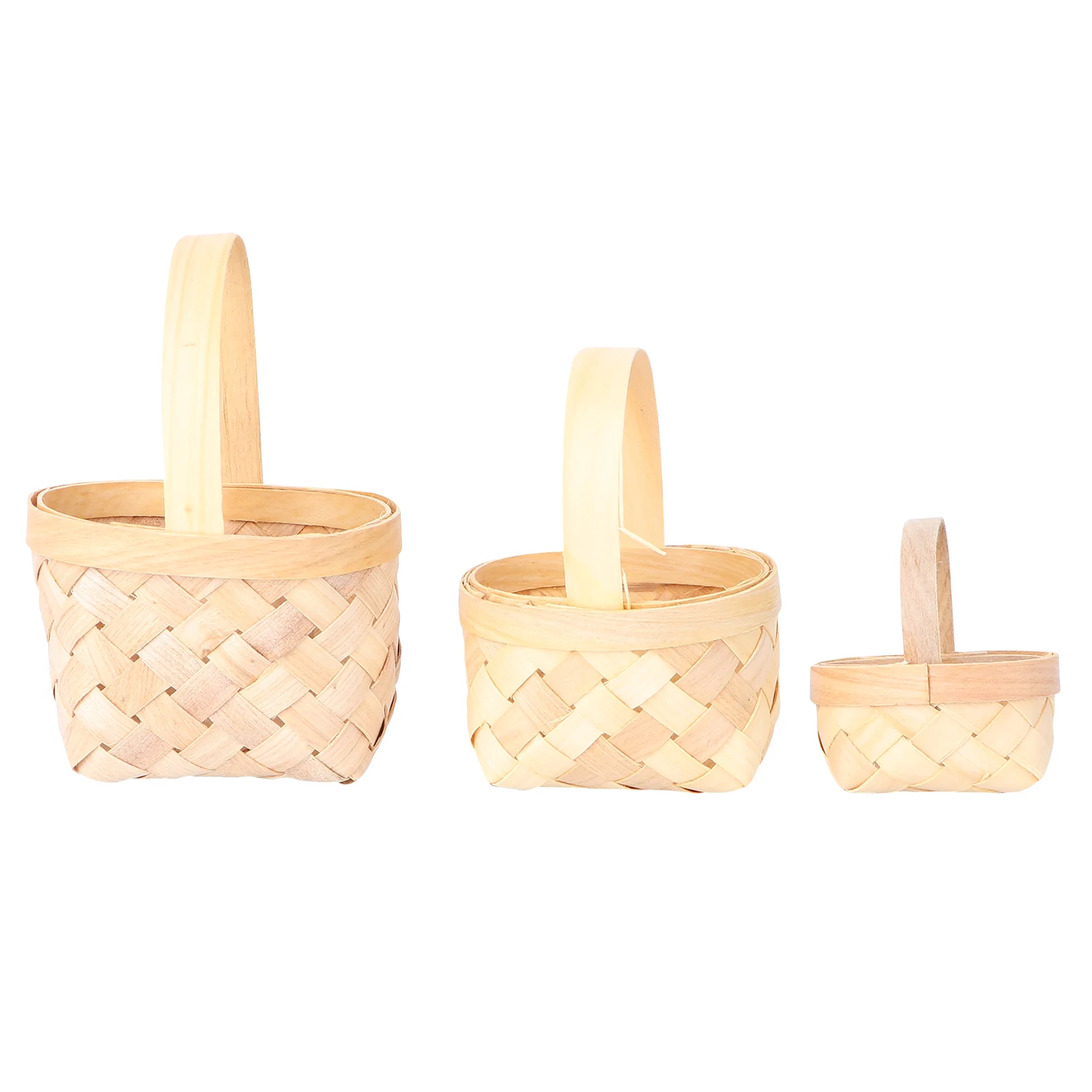 3 Pcs Play House Hand Basket Handheld Mini Tote Playing Toy Weaving Woven Flower