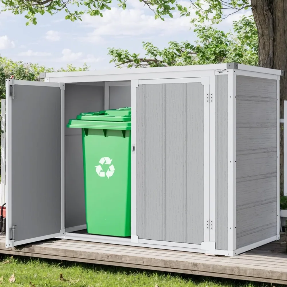 

Resin Outdoor Storage Shed (34.5 Cu.Ft), Horizontal Storage Cabinet with Floor, Lockable Weatherproof, Dual Hydraulic Rod Suppor