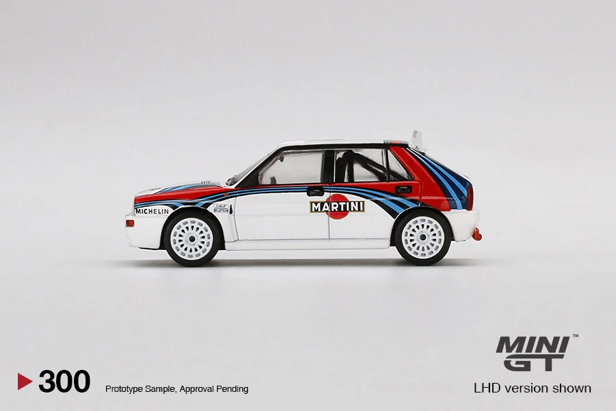 MINIGT 1:64,300 #   Modelo em miniatura de rolo de liga Lancia Martini, decoração para adultos, brinquedo para meninos, presente de aniversário infantil, colecionável