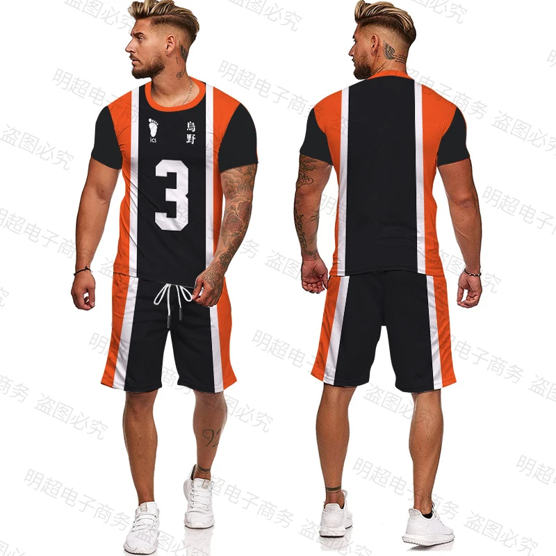 

Haikyuu Cosplay T-Shirt Sweatpants Costume Karasuno High School Volleyball Club Hinata Shyouyou Sportswear Jerseys Uniform