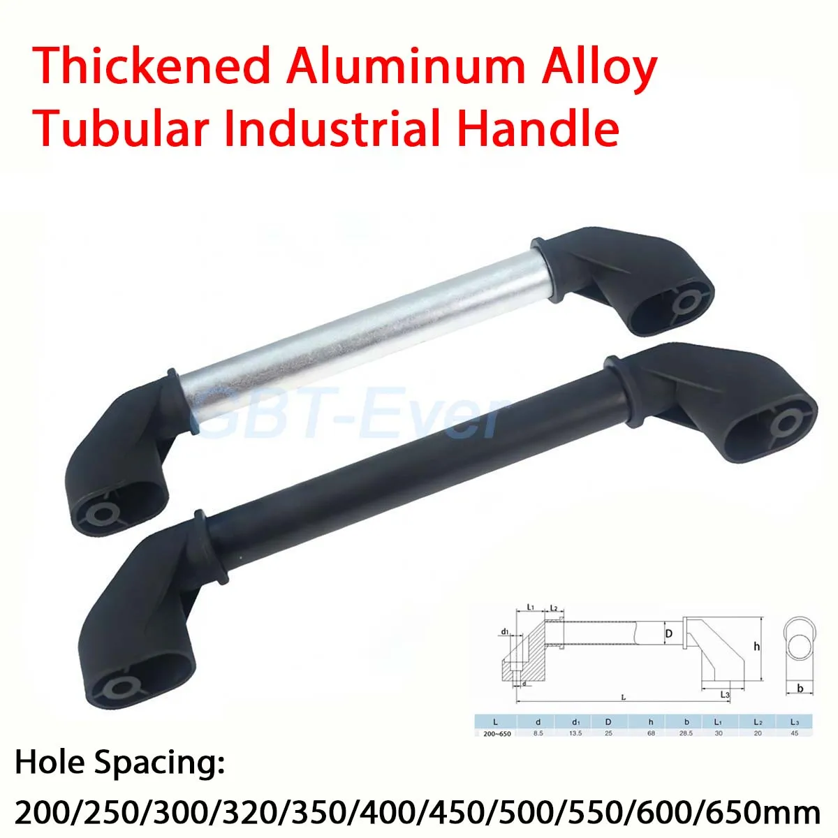 1Pcs Thickened Aluminum Alloy Tubular Spray Painted Heavy-duty Machinery CNC Industrial Handle Hole Spacing 200/250/300~650mm