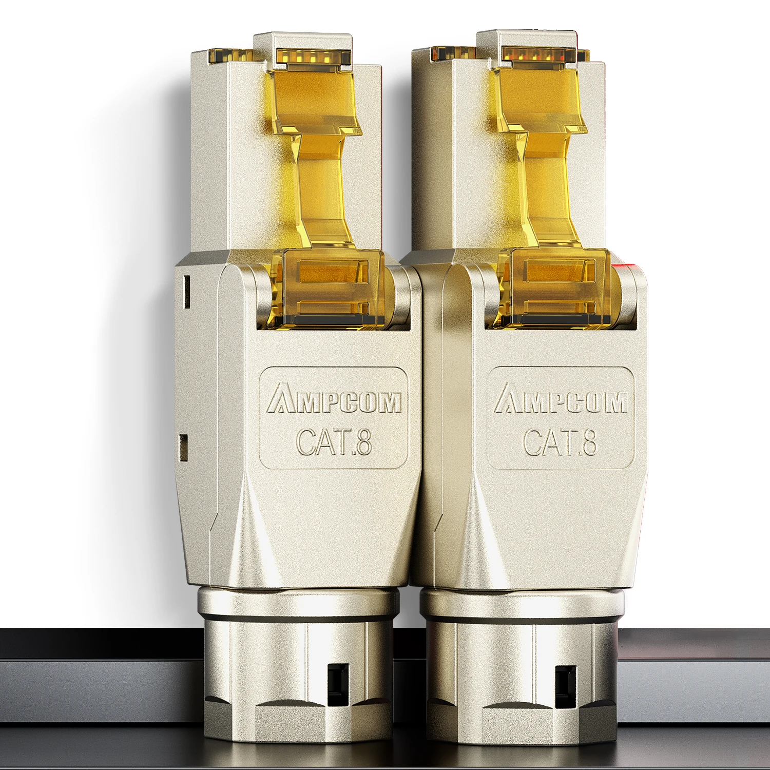 AMPCOM RJ45 Connector STP Toolless, Tool-free Reusable Termination Plugs Shielded Ethernet Field Modular PLug CAT8/7A/7/6A/6