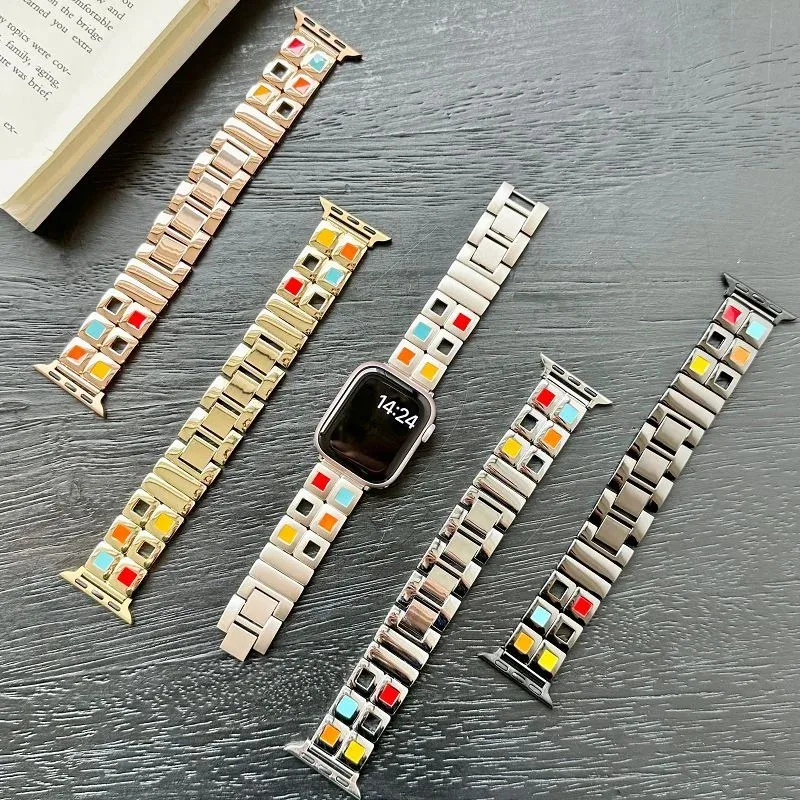 

Luxury Watch Band For Apple Watch Ultra Strap 49 45 44 38 40 41 42 46mm Women Wristand For S10 9 8 7 6 5 4 iwatch Correas