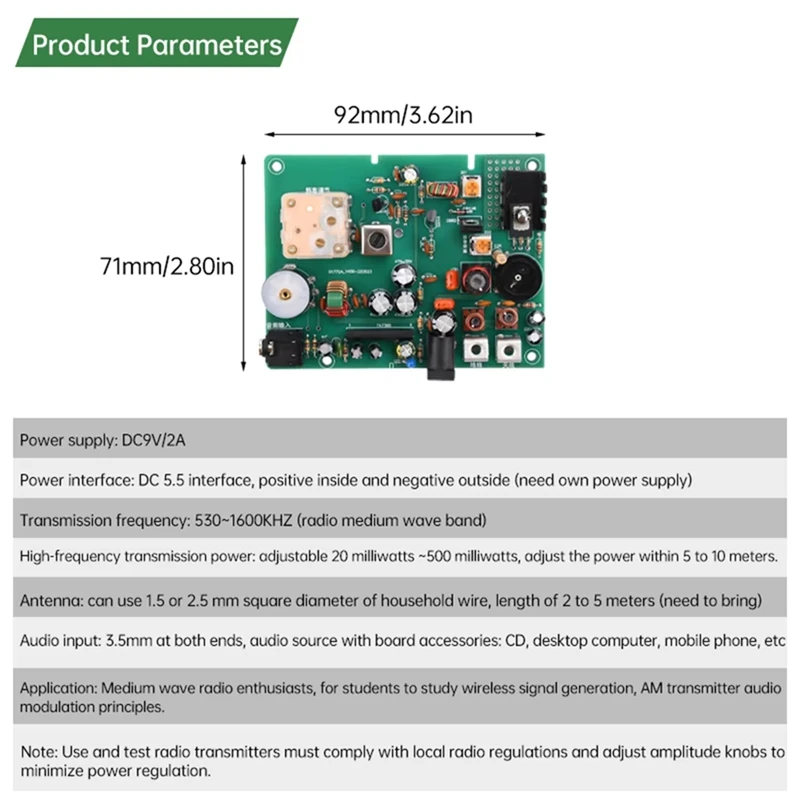 DC 9V 2A 530-1600Khz Adjustable Medium Wave Signal Transmitter Radio Signal Generator Module For Teaching