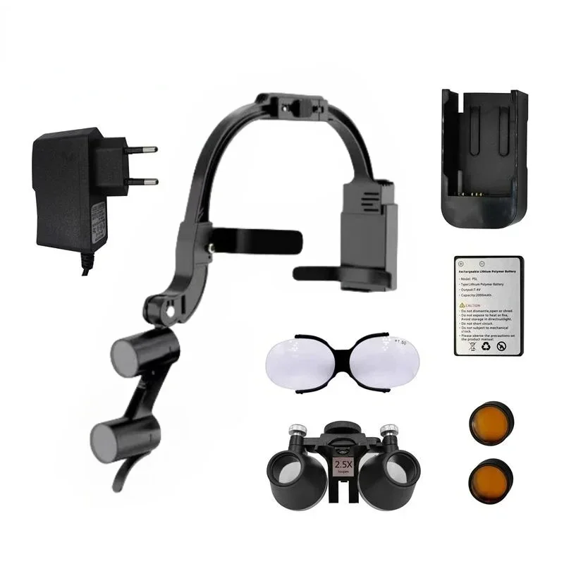 Professional 2.5/3.5X Dental LED Headlight with Binocular Loupes - Surgical Magnification Lamp for Dentists, Oral Surgeons & Lab