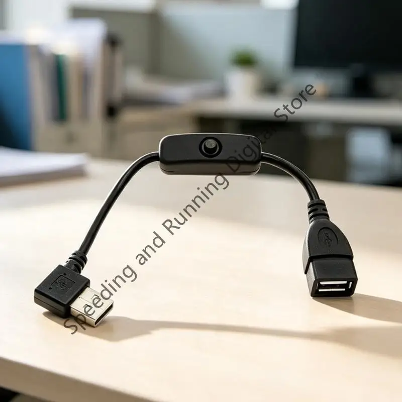 90 degree USB Male to Female Extension Cable with On/Off Switch Data Transfer and Charging for LED Lamp/USB Flash/Fan/LED Strips